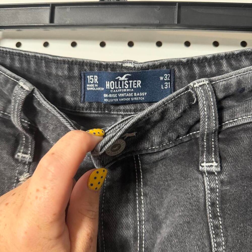 Hollister Co Black Washed Cargo Pants Utility Baggy SZ 32x31 15R - Picture 2 of 4